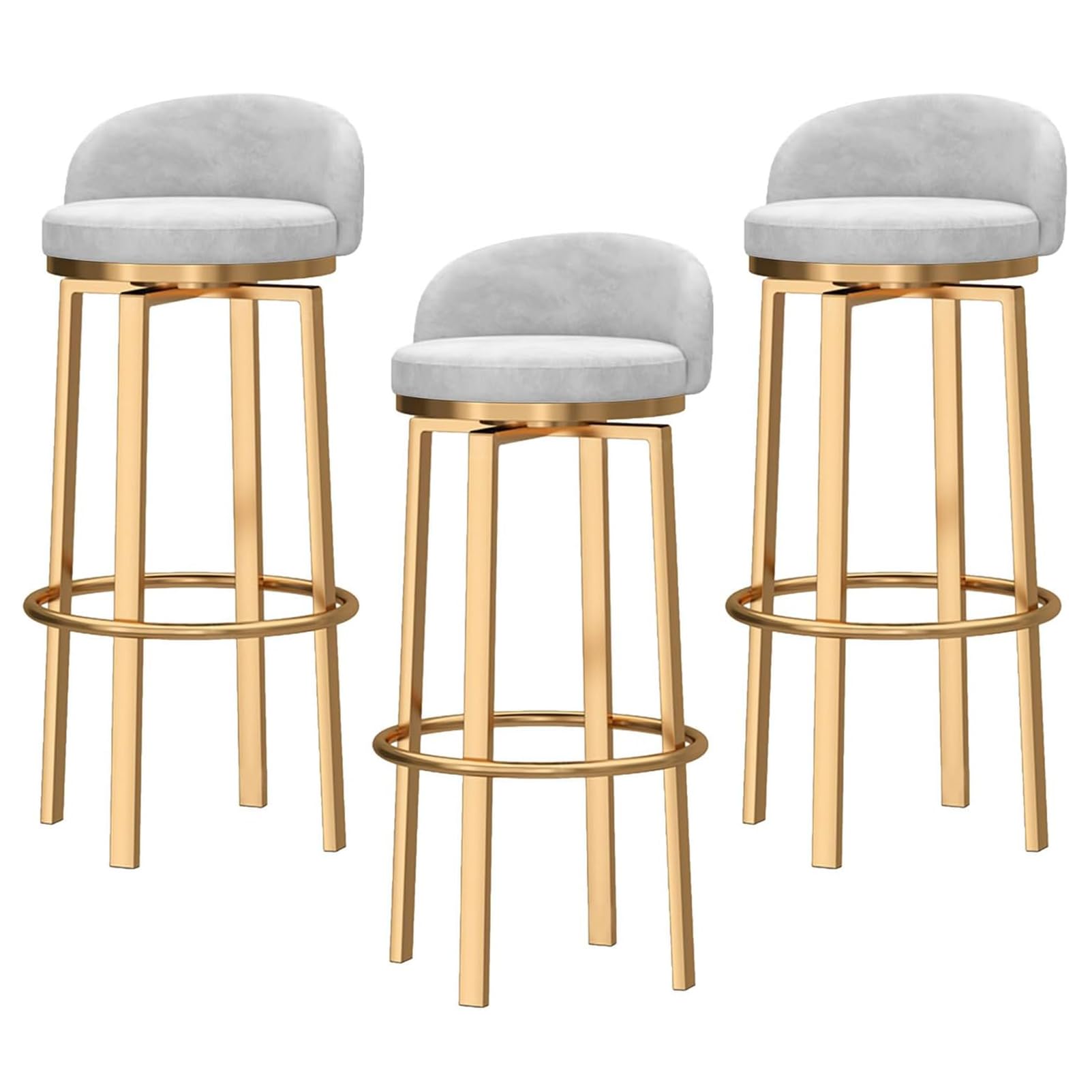 回転式キッチンスツール　グレー布地　※1脚 Amazon｜グレー布張りベルベット回転バースツール 3 個セット 背もたれ